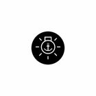 Front close-up of actuator's black round button with white anchor icon and radiating light marks