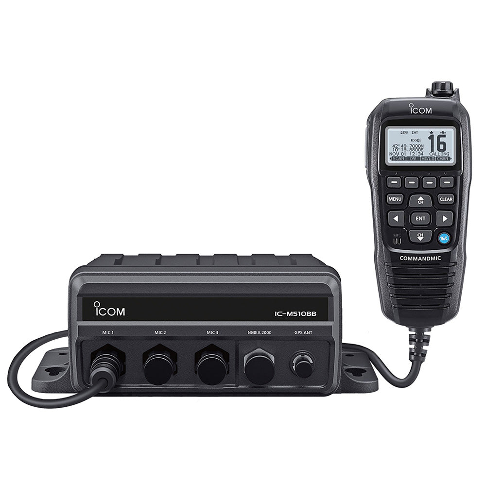 Icom M510BB 21 Black Box VHF wBlack Command Mic  3 Command Mic Ports M510BB 21