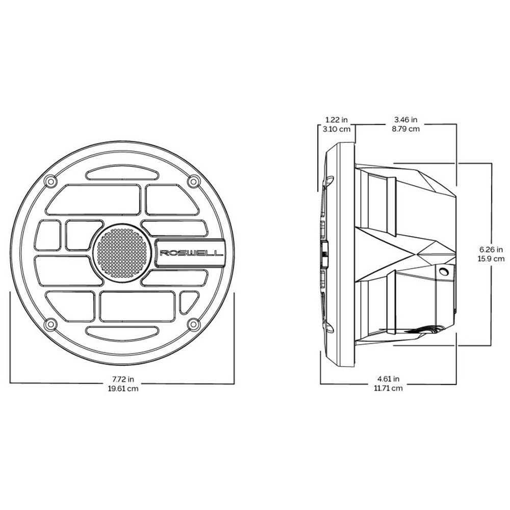 Roswell R Series 65 Marine Speakers  Anthracite Grille  60W RMS  120W Peak Power C9201902
