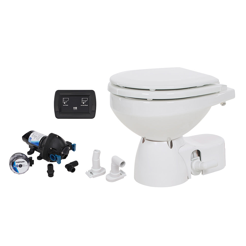 Jabsco Quiet Flush E2 Raw Water Toilet Compact Bowl  12V  Soft Close Lid 382453092RSP