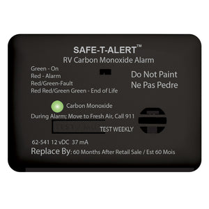 SafeTAlert 62 Series Carbon Monoxide Alarm  12V  RV Surface Mount  Black 62541BL