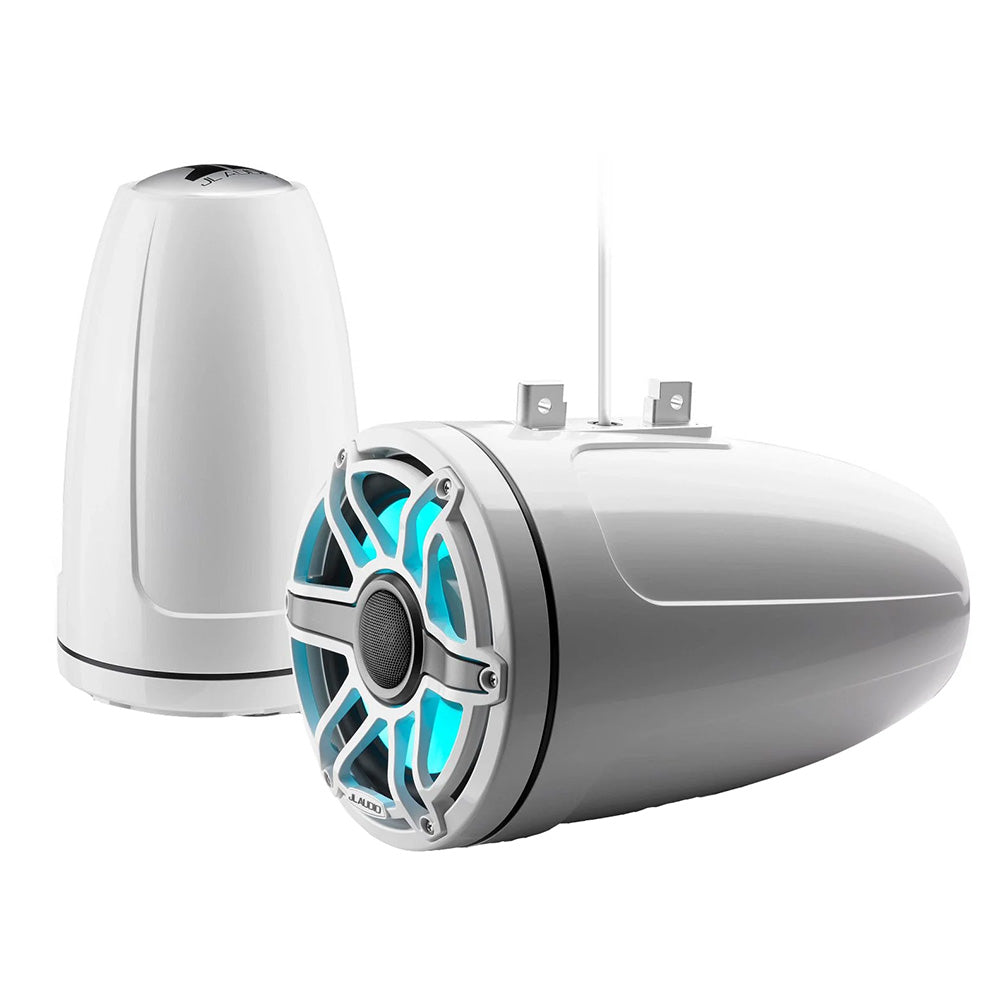 JL Audio M6 Series 88 Enclosed Tower Coaxial System wGloss White Sport Grille  Transflective LED Lighting 