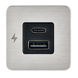Scanstrut TILE USBAUSBC Interior Charging Socket  1224V  Stainless Steel Bezel SCTILE11