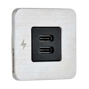 Scanstrut TILE USBC Interior Charging Socket  1224V  Stainless Steel Bezel SCTILE21