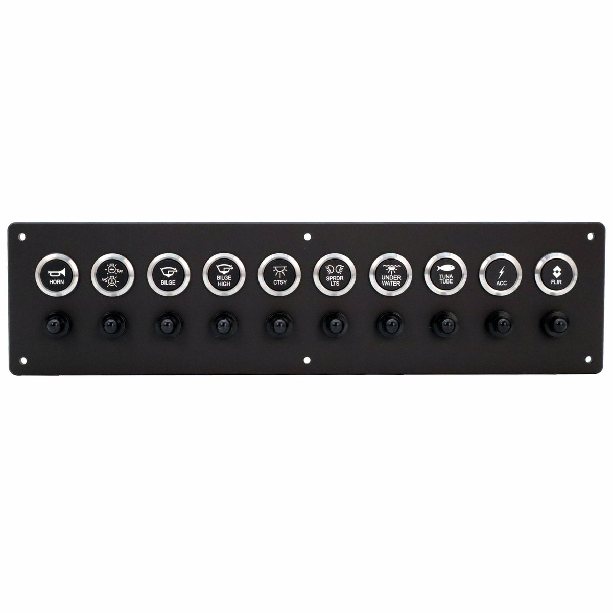 10 Switch Panel 22mm Push Buttons w/ Breakers