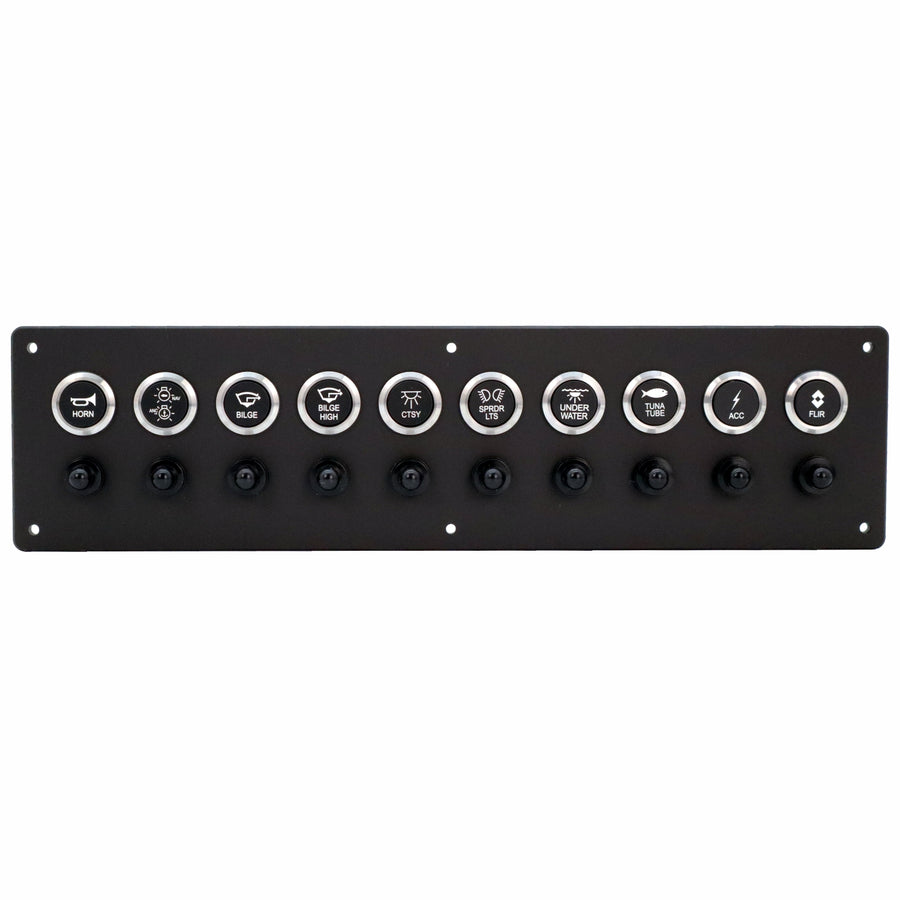 10 Switch Panel 22mm Push Buttons w/ Breakers