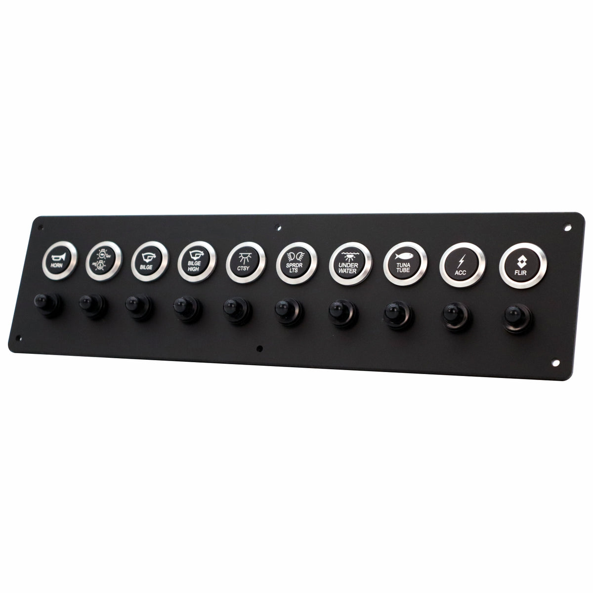 10 Switch Panel 22mm Push Buttons w/ Breakers