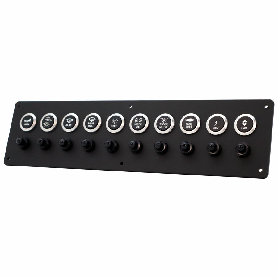 10 Switch Panel 22mm Push Buttons w/ Breakers