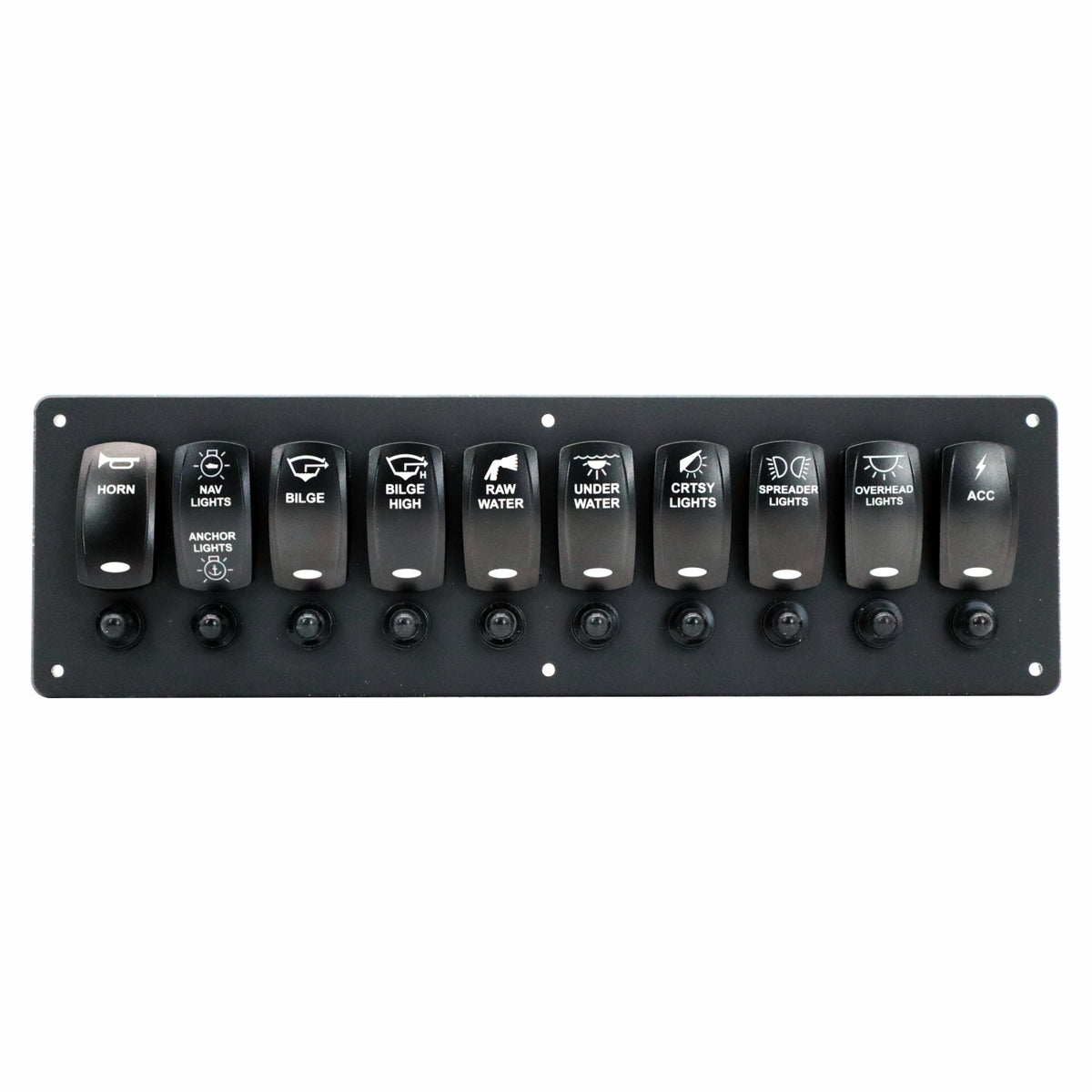 10 Switch Blacklit Ready Contura V Panel w/ Breakers