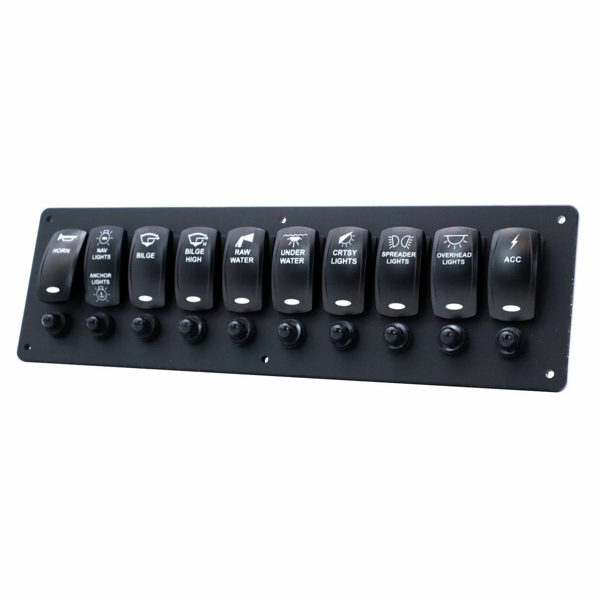 10 Switch Blacklit Ready Contura V Panel w/ Breakers