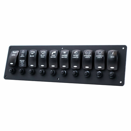 10 Switch Backlit Ready Contura V Panel w/ Breakers