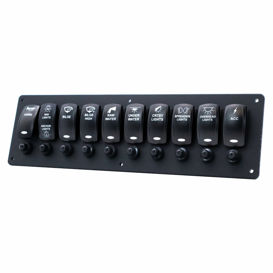 10 Switch Blacklit Ready Contura V Panel w/ Breakers