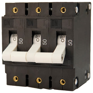 Egis C Series White Toggle Panel Mount Circuit Breaker  Triple Pole 50A 3503050