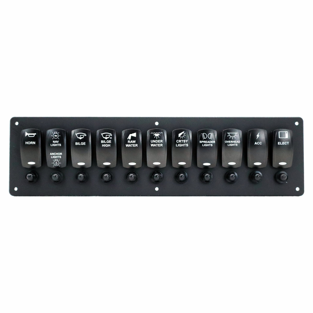 11 Switch Blacklit Ready Contura V Panel w/ Breakers