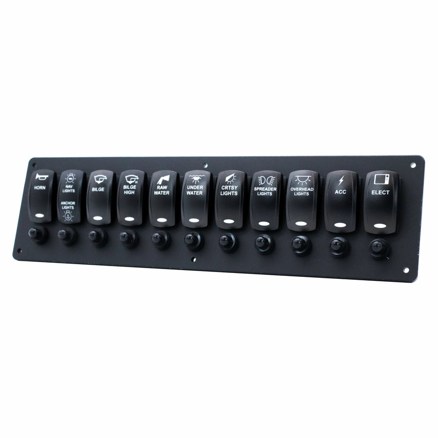 11 Switch Blacklit Ready Contura V Panel w/ Breakers