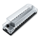 Bluewater 12-position ATC fuse block with ground bar and translucent protective cover