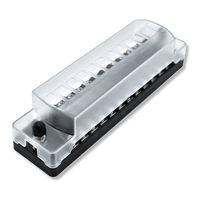 Bluewater 12-position ATC fuse block with ground bar and translucent protective cover