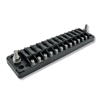 Bluewater 12-position ATC fuse block, angled view showing 12 terminal screws, two studs and mounting holes.