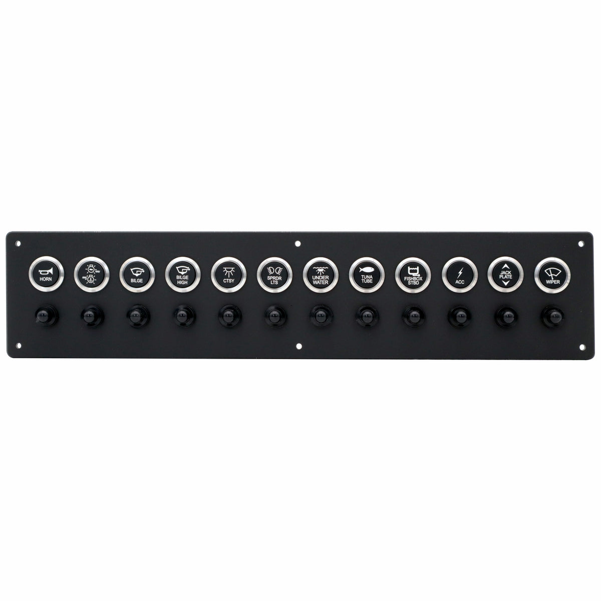 12 Switch Panel 22mm Push Buttons w/ Breakers
