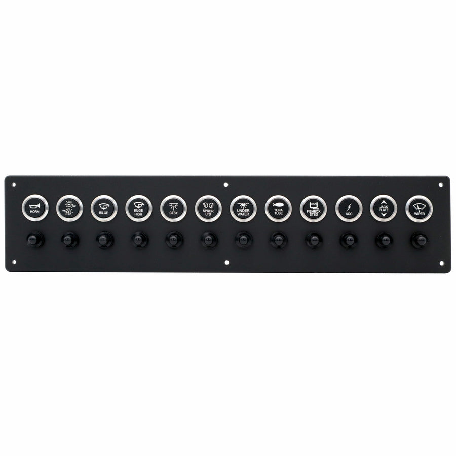 12 Switch Panel 22mm Push Buttons w/ Breakers