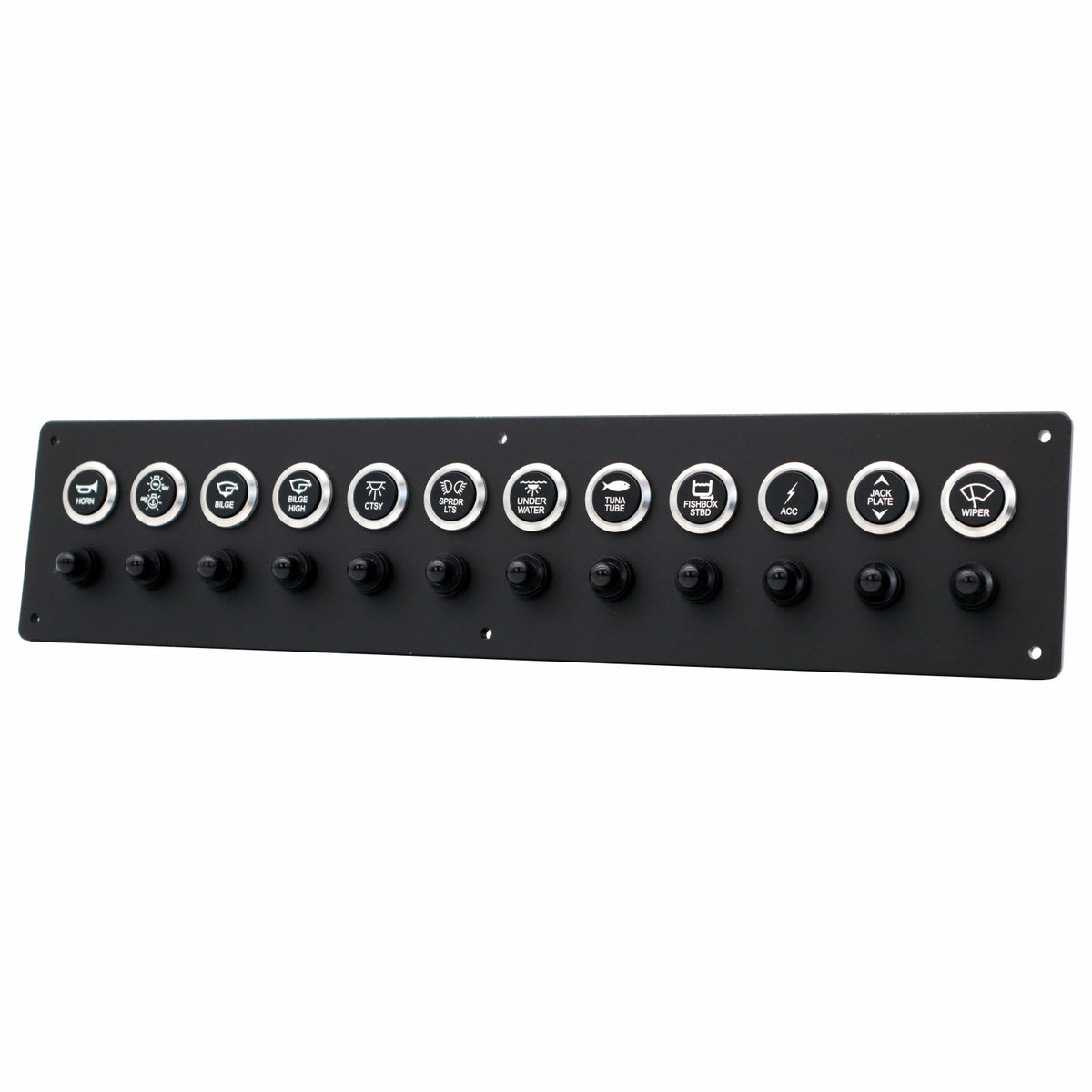 12 Switch Panel 22mm Push Buttons w/ Breakers