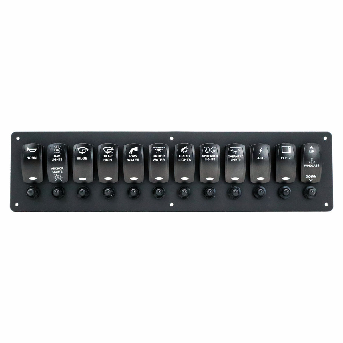 12 Switch Blacklit Ready Contura V Panel w/ Breakers