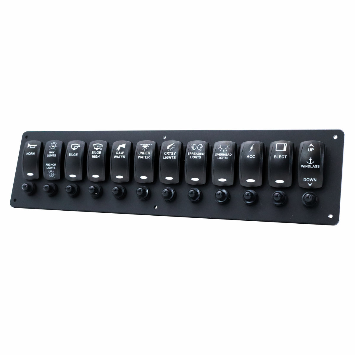 12 Switch Blacklit Ready Contura V Panel w/ Breakers