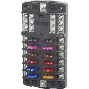 Blue Sea 5031 ST Blade Fuse Block wo Cover  12 Circuit wNegative Bus 5031