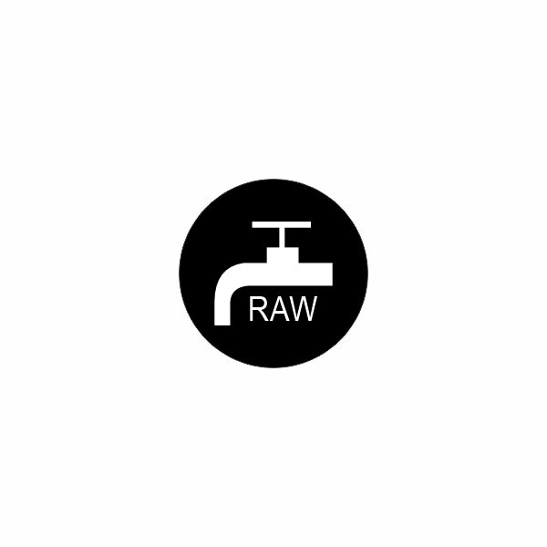 Icon for 22mm raw water actuator showing faucet symbol with RAW label