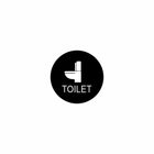 Front view of circular actuator cap with white toilet icon and 'TOILET' label