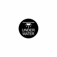 Actuator underwater-use icon showing black circle with wave, lamp graphic and 'UNDER WATER' text