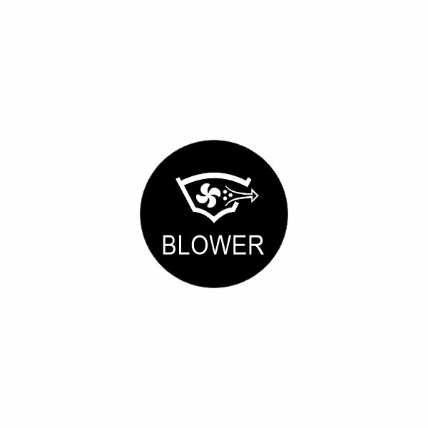 Close-up front graphic of 22mm blower actuator showing blower fan icon and "BLOWER" text