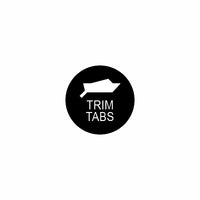 Graphic label for 22mm trim tabs actuator—black circle with boat icon and centered "TRIM TABS" text