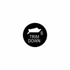 Actuator control label showing black circular icon with boat graphic, "TRIM DOWN" text and "S" for starboard.