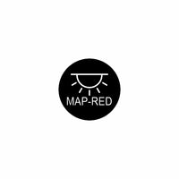 Badge for 22mm Map Red actuator: black circular icon with stylized lamp and 'MAP-RED' label