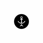 22mm windlass up actuator control button icon — black circular button with white anchor-up symbol