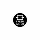 Fresh water compatibility icon for actuator, black circle with tank outline, wavy level, arrows and "FRESH WATER" label