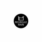 Circular black actuator control icon showing a tank pictogram above the text RECIRCULE MAIN