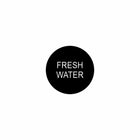 Round black actuator faceplate front view showing centered white "FRESH WATER" label