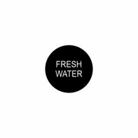 Round black actuator faceplate front view showing centered white "FRESH WATER" label