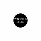Front view of black circular control cap labeled 'WINDSHLD CLOSE' for windshield close actuator