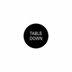 22mm Table Down actuator face, black circular button with white "TABLE DOWN" text centered
