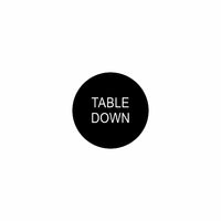 22mm Table Down actuator face, black circular button with white "TABLE DOWN" text centered