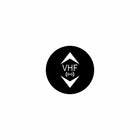 VHF actuator front cap detail: black circular button with white up/down arrows, 'VHF' label and signal icon