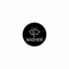 Front view of 22mm washer actuator button cap with windshield-wiper and spray icon and WASHER label