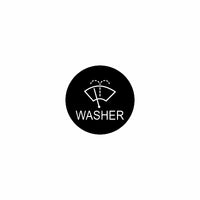 Front view of 22mm washer actuator button cap with windshield-wiper and spray icon and WASHER label