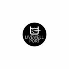 Black circular label displaying a white livewell port icon and centered text "LIVEWELL PORT