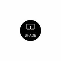 Bluewater 22mm shade actuator control icon showing window shade with up/down arrow and "SHADE" label.