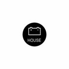 Circular black HOUSE control icon showing battery outline with + and − terminals on white background