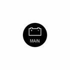 Close-up of actuator face showing black circular icon with battery symbol and "MAIN" label